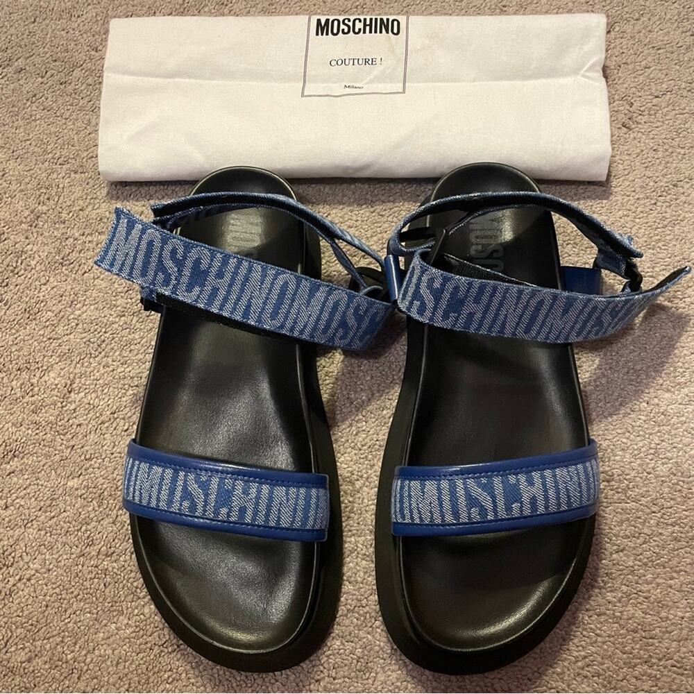 Moschino Logo Tape Platform Sandals